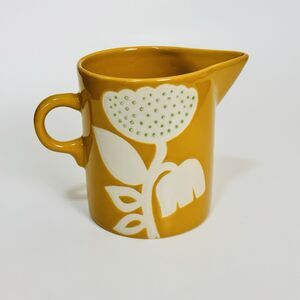 Kenzie Kae Yellow 12oz Creamer Floral Hand-Painted Stoneware Pitcher Farmhouse